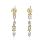 Gold Diamond Multi Shaped Drop Earrings-14kt Gold-Monisha Melwani Jewelry