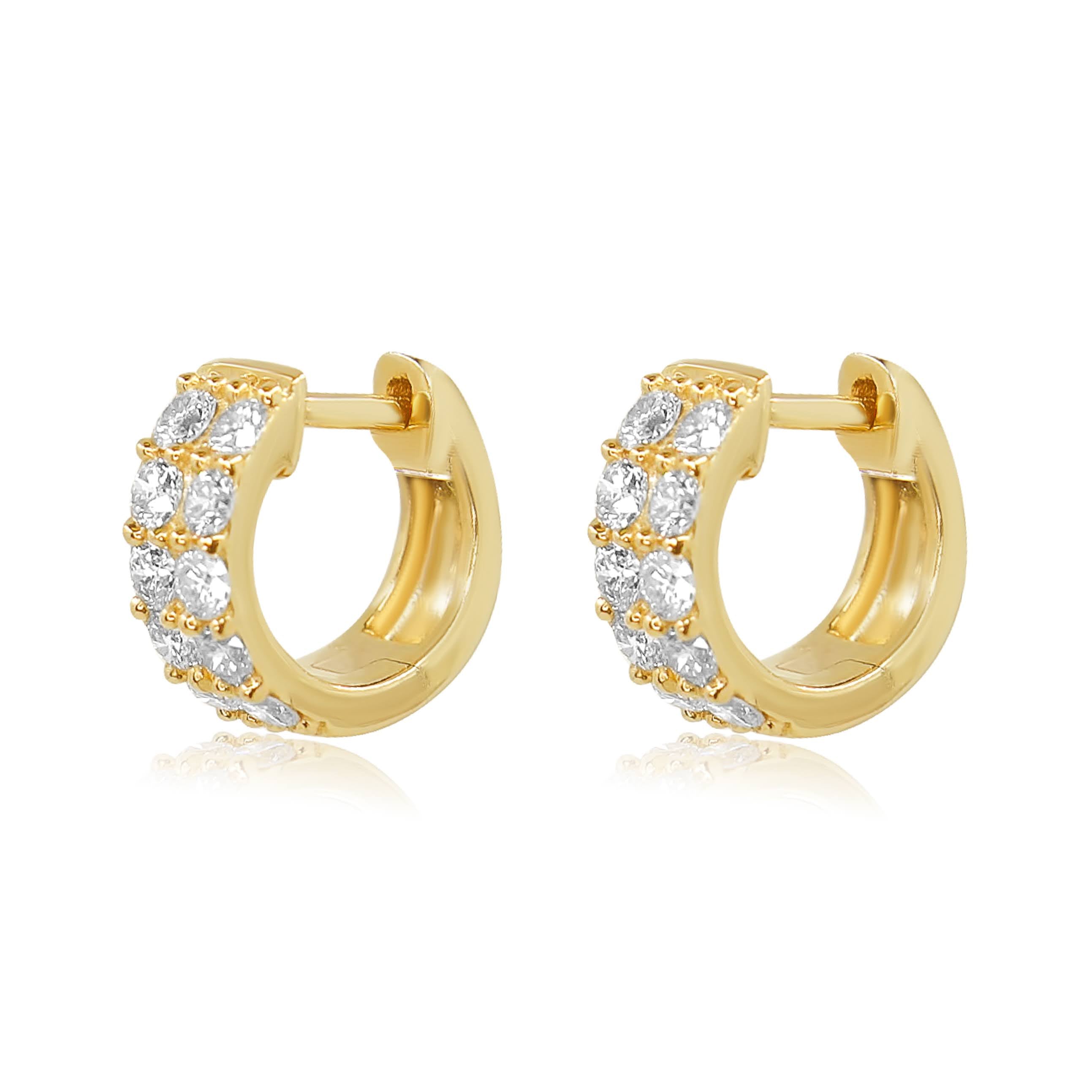 Gold Diamond Hoop Earring-14kt Gold-Monisha Melwani jewelry