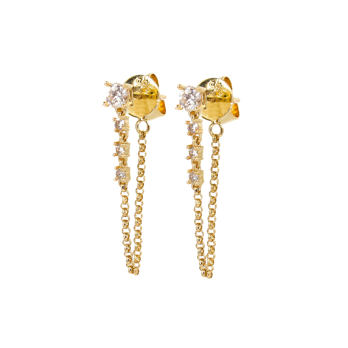 Diamond Chain Drop Earrings  - 14KT Gold - Monisha Melwani Jewelry