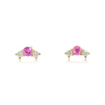 Gold Pink Sapphire Diamond Earring-14kt Gold-Monisha Melwani Jewelry