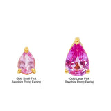 Gold Small Pink Sapphire Pear Prong Earring