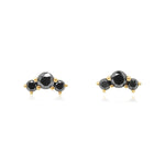 Gold Trio Black Diamond Earring-14kt gold-Monisha Melwani Jewelry