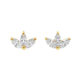 Gold Large Diamond Lotus Earring-14kt Gold-Monisha Melwani Jewelry