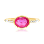 Gold Round Ruby And Diamond Ring - 14kt Gold - Monisha Melwani Jewelry