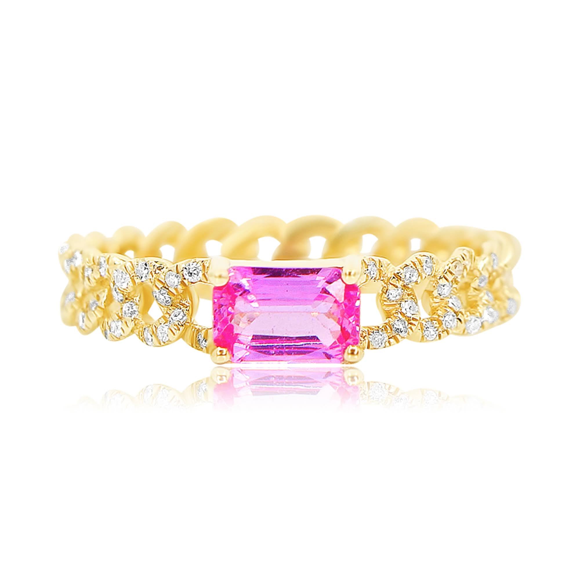 Gold Pink Sapphire Chain Ring - 14kt Gold - Monisha Melwani Jewelry