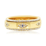 Gold Multi Blue Sapphire Evil Eye Ring - 14kt Gold - Monisha Melwani Jewelry