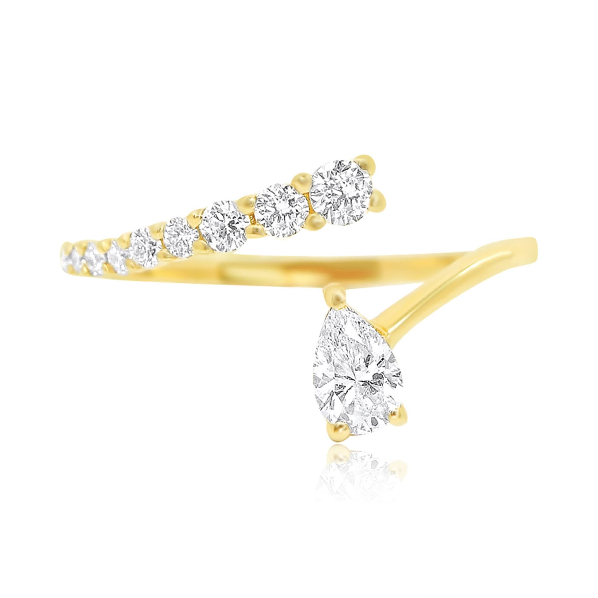 Gold Pear Diamond Wrap Ring - 14kt Gold - Monisha Melwani Jewelry