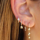Gold Diamond Bezel Loop Hoop Earring