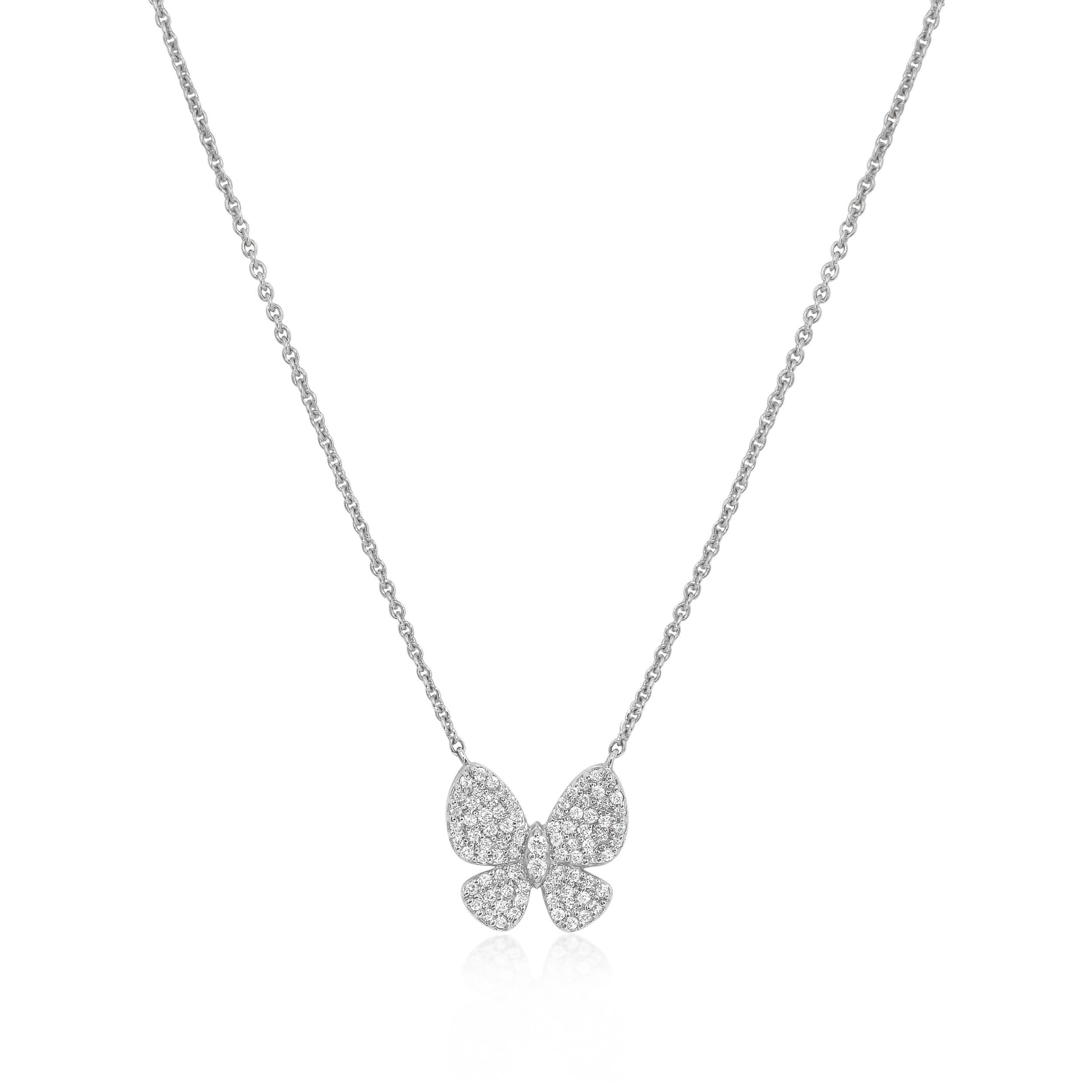 Gold Pave Diamond Butterfly Necklace - 14kt Gold - Monisha Melwani Jewelry