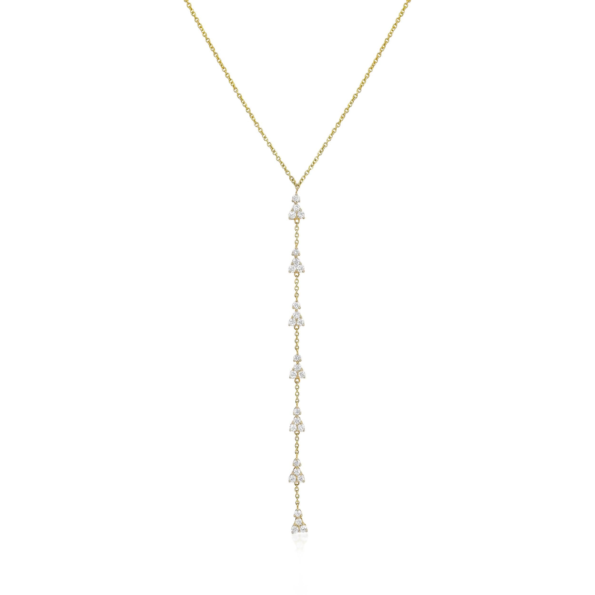 Gold Trio Diamond Lariat Necklace - 14kt Gold - Monisha Melwani Jewelry