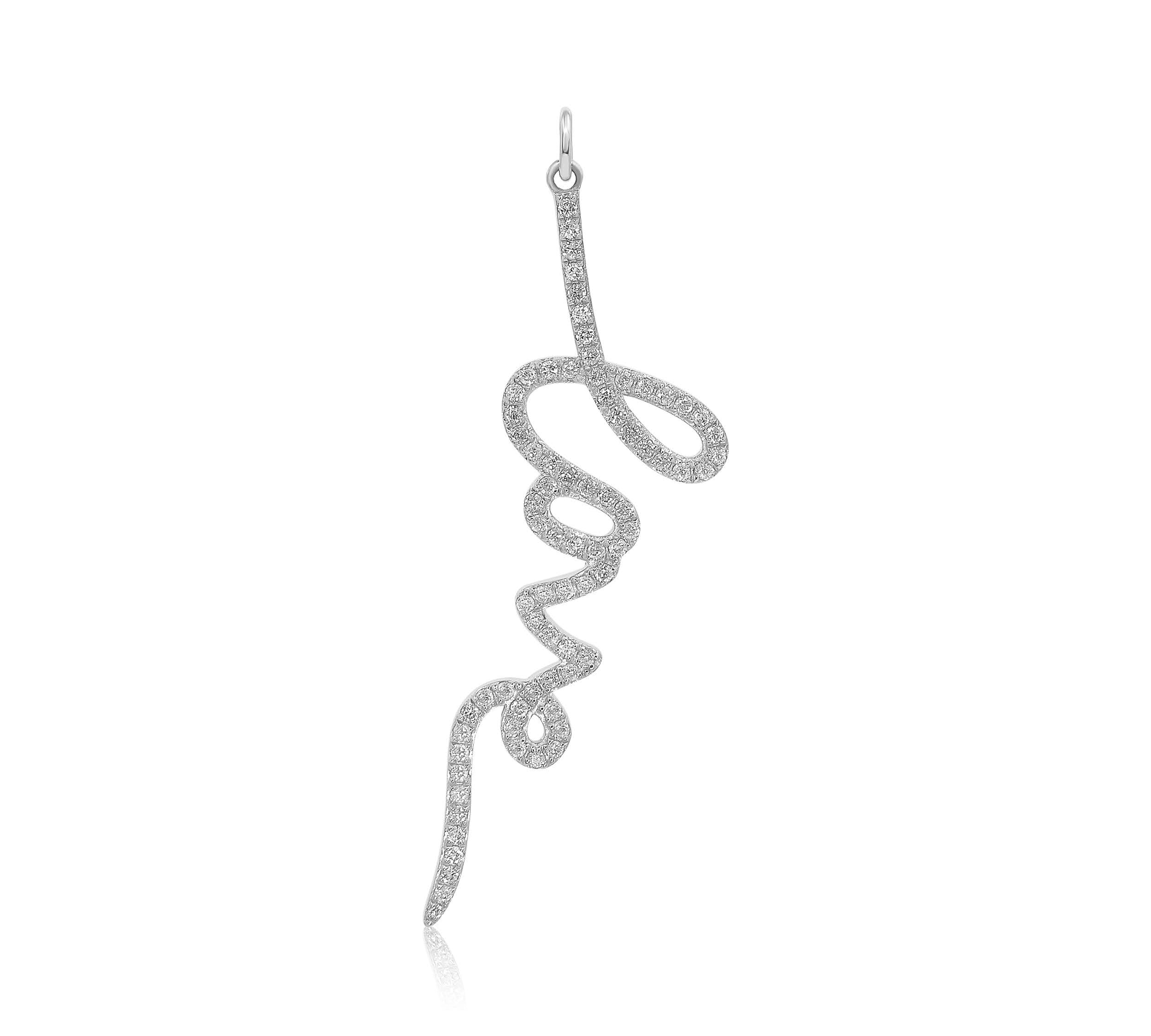 White Gold Script Love Pendant-14kt Gold-Monisha Melwani gold