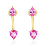 Gold Pink Sapphire Pear Earring Jacket - 14kt Gold - Monisha Melwani Jewelry