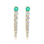 Gold Emerald And Diamond Hoop Earring -14kt Gold-Monisha Melwani Jewelry