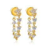 Gold Diamond Star Chain loop Earring-14kt Gold-Monisha Melwani Jewelry 