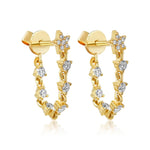 Gold Diamond Star Chain loop Earring-14kt Gold-Monisha Melwani Jewelry