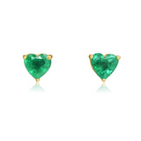 Gold Emerald Prong Heart Earring-14kt Gold-Monisha Melwani Jewelry