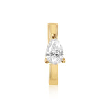 Gold Prong Diamond Pear Hoop Earring
