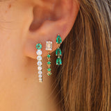 Gold Emerald Diamond Hoop Earrings