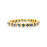 Gold Blue Sapphire Bezel Eternity Ring