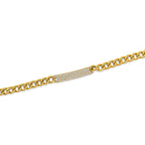 Gold Pave Diamond Bar Cuban Link Bracelet
