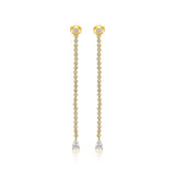 Gold Diamond Bezel with Pear Drop Shoulder Duster Earrings