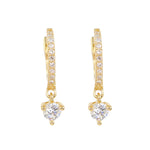 Diamond Prong Mini Hoops - 14KT Gold - Monisha Melwani Jewelry - 