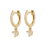 Diamond Prong Mini Hoops - 14KT Gold - Monisha Melwani Jewelry 