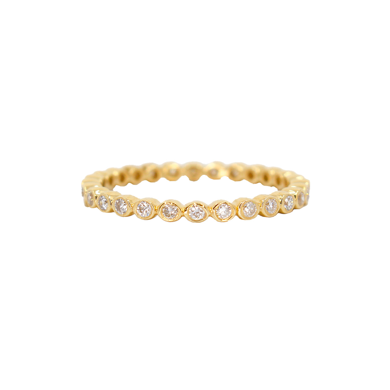 Gold Diamond Mini Bezel Band Ring- 14KT- Monisha Melwani Jewelry
