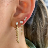 Diamond Mini Curve Bar Earring by Monisha Melwani Jewelry