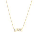 Gold Diamond Word Block Love Necklace