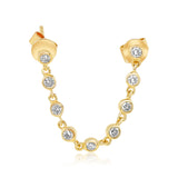 Gold Diamond Bezel Connecting Earring