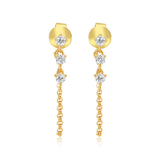 Gold Triple Prong Drop Diamond Loop Earring - 14KT Gold - Monisha Melwani Jewelry