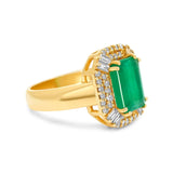 Gold Diamond Emerald Cocktail Ring