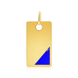 Gold Rectangle Blue Lapis Tag Pendant
