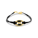 Gold Black Onyx Mariner Puff Cord Bracelet
