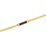 Gold Diamond Black Onyx Bar Cuban Link Bracelet