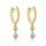 Gold Double Turquoise Drop Hoop Earring
