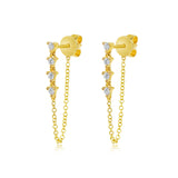 Gold Diamond Four-Linked Prong Drop Loop Earring
