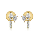 Gold Diamond Double Pear Half Hoop Earring