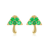 Gold Emerald Large Mushroom Earring
