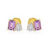 Gold Diamond Amethyst Two Shape Earring