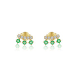 Gold Diamond Triple Emerald Bar Earring