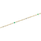 Gold Diamond Emerald Heart Link Bracelet
