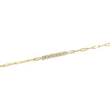 Gold Multi Emerald Cut Diamond Paperclip Chain Bracelet