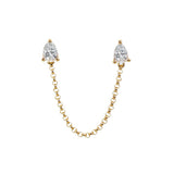 Gold Pear Diamond Chain Earring - 14KT Gold - Monisha Melwani Jewelry