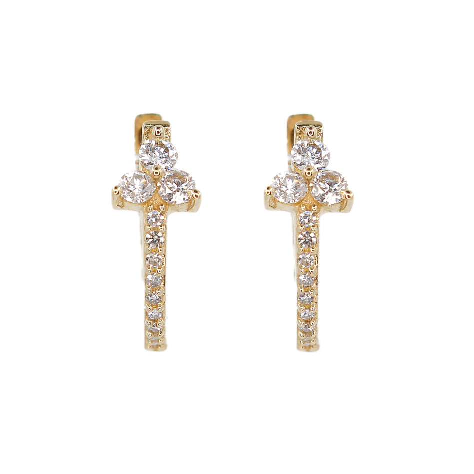 Gold Trio Diamond Hoop Earrings - 14KT Gold - Monisha Melwani Jewelry