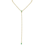 Gold Two-in-One Diamond and Emerald Lariat Necklace