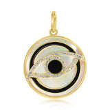 Gold Mother of Pearl Onyx Evil Eye Pendant