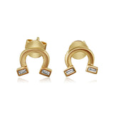 Gold Baguette Diamond Horseshoe Earring