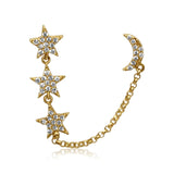 Gold Diamond Star Moon Connecting Earring